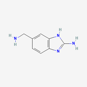 molecular formula C8H10N4 B13540436 1H-Benzimidazole-6-methanamine, 2-amino- 