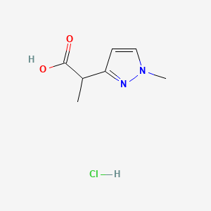 molecular formula C7H11ClN2O2 B13540468 2-(1-methyl-1H-pyrazol-3-yl)propanoic acid hydrochloride 