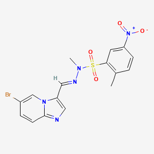 N-[(E)-(6-Bromoimidazo[1,2-a]pyridin-3-yl)methylideneamino]-N,2-dimethyl-5-nitrobenzenesulfonamide