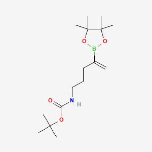 molecular formula C16H30BNO4 B13541213 tert-Butyl (4-(4,4,5,5-tetramethyl-1,3,2-dioxaborolan-2-yl)pent-4-en-1-yl)carbamate 