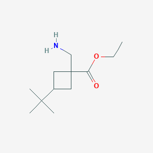 molecular formula C12H23NO2 B13541314 Ethyl 1-(aminomethyl)-3-(tert-butyl)cyclobutane-1-carboxylate 
