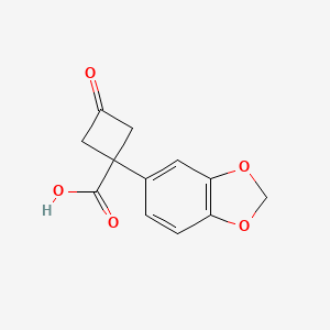 molecular formula C12H10O5 B13542034 1-(Benzo[d][1,3]dioxol-5-yl)-3-oxocyclobutane-1-carboxylic acid 
