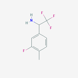 molecular formula C9H9F4N B13542083 2,2,2-Trifluoro-1-(3-fluoro-4-methylphenyl)ethan-1-amine 