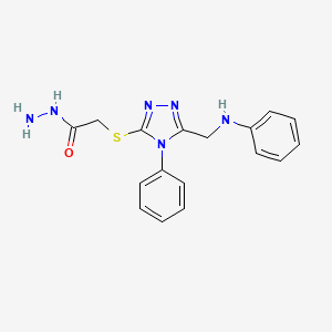molecular formula C17H18N6OS B1354229 2-{[5-(anilinomethyl)-4-phenyl-4H-1,2,4-triazol-3-yl]thio}acetohydrazide CAS No. 680594-25-6