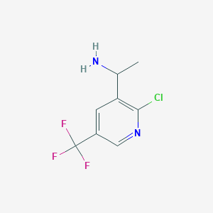 molecular formula C8H8ClF3N2 B13542492 1-(2-Chloro-5-trifluoromethyl-pyridin-3-YL)-ethylamine 