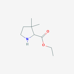 molecular formula C9H17NO2 B13542658 Ethyl 3,3-dimethylpyrrolidine-2-carboxylate 