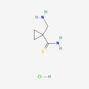 molecular formula C5H11ClN2S B13542862 1-(Aminomethyl)cyclopropane-1-carbothioamidehydrochloride 