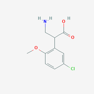 molecular formula C10H12ClNO3 B13542904 3-Amino-2-(5-chloro-2-methoxyphenyl)propanoic acid 