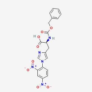 molecular formula C20H17N5O8 B1354298 (S)-2-(((Benzyloxy)carbonyl)amino)-3-(1-(2,4-dinitrophenyl)-1H-imidazol-4-yl)propanoic acid CAS No. 63013-46-7