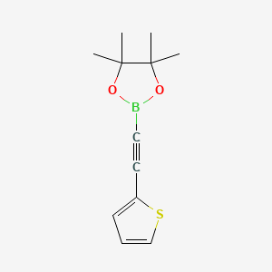 molecular formula C12H15BO2S B1354309 4,4,5,5-四甲基-2-(2-噻吩基乙炔基)-1,3,2-二氧杂硼环丁烷 CAS No. 634196-64-8