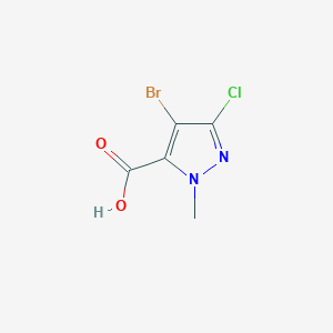 molecular formula C5H4BrClN2O2 B13543391 4-bromo-3-chloro-1-methyl-1H-pyrazole-5-carboxylic acid 