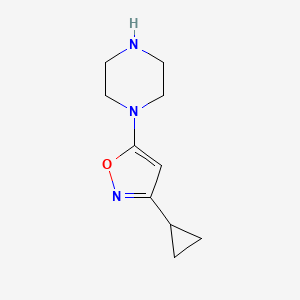 molecular formula C10H15N3O B13543517 1-(3-Cyclopropyl-1,2-oxazol-5-yl)piperazine 