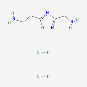 molecular formula C5H12Cl2N4O B13543542 2-[3-(Aminomethyl)-1,2,4-oxadiazol-5-yl]ethan-1-amine dihydrochloride 