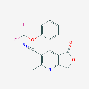 molecular formula C16H10F2N2O3 B135436 5,7-Dihydro-4-(2-(difluoromethoxy)phenyl)-2-methyl-5-oxofuro(3,4-b)pyridine-3-carbonitrile CAS No. 126335-09-9