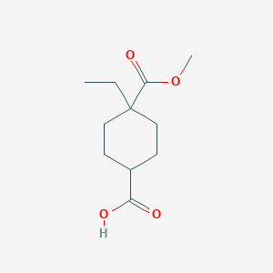 molecular formula C11H18O4 B13543615 Rac-(1r,4s)-4-ethyl-4-(methoxycarbonyl)cyclohexane-1-carboxylicacid 