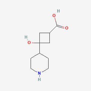 molecular formula C10H17NO3 B13543679 (1s,3s)-3-Hydroxy-3-(piperidin-4-yl)cyclobutane-1-carboxylic acid 