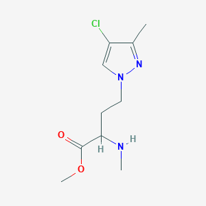 molecular formula C10H16ClN3O2 B13543748 Methyl 4-(4-chloro-3-methyl-1h-pyrazol-1-yl)-2-(methylamino)butanoate 