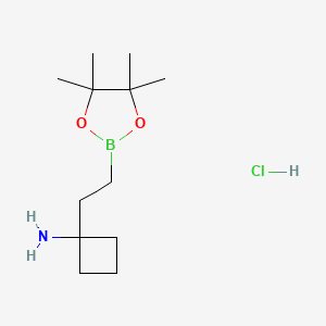 molecular formula C12H25BClNO2 B13543984 1-(2-(4,4,5,5-Tetramethyl-1,3,2-dioxaborolan-2-yl)ethyl)cyclobutan-1-amine hydrochloride 