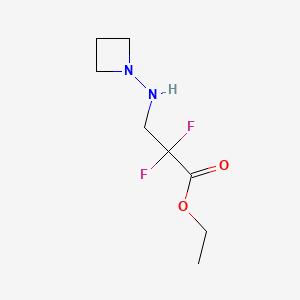 molecular formula C8H14F2N2O2 B13544415 Ethyl 3-[(azetidin-1-yl)amino]-2,2-difluoropropanoate 