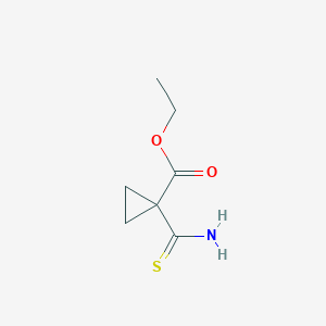 molecular formula C7H11NO2S B13545184 Ethyl1-carbamothioylcyclopropane-1-carboxylate 