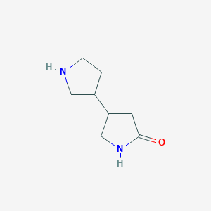 molecular formula C8H14N2O B13545358 4-(Pyrrolidin-3-yl)pyrrolidin-2-one 