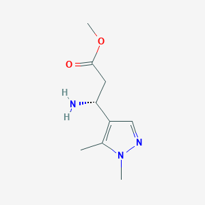 molecular formula C9H15N3O2 B13545429 Methyl (r)-3-amino-3-(1,5-dimethyl-1h-pyrazol-4-yl)propanoate 