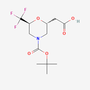 molecular formula C12H18F3NO5 B13545561 rac-2-[(2R,6S)-4-[(tert-butoxy)carbonyl]-6-(trifluoromethyl)morpholin-2-yl]aceticacid 