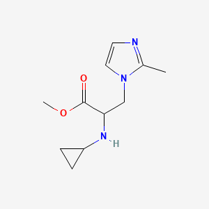 molecular formula C11H17N3O2 B13545769 Methyl 2-(cyclopropylamino)-3-(2-methyl-1h-imidazol-1-yl)propanoate 