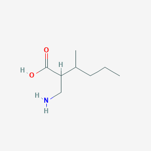 molecular formula C8H17NO2 B13545869 Hexanoic acid, 2-(aminomethyl)-3-methyl- 