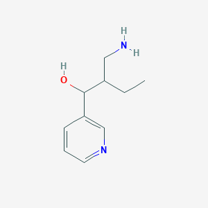 molecular formula C10H16N2O B13546030 2-(Aminomethyl)-1-(pyridin-3-yl)butan-1-ol 