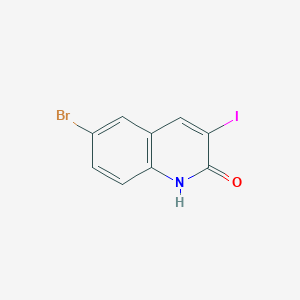 molecular formula C9H5BrINO B13546146 6-Bromo-3-iodoquinolinone 
