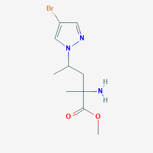molecular formula C10H16BrN3O2 B13546192 Methyl 2-amino-4-(4-bromo-1h-pyrazol-1-yl)-2-methylpentanoate 
