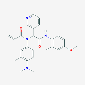 molecular formula C27H30N4O3 B13546388 N-[4-(dimethylamino)-3-methylphenyl]-N-{[(4-methoxy-2-methylphenyl)carbamoyl](pyridin-3-yl)methyl}prop-2-enamide 