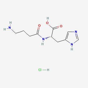 molecular formula C10H17ClN4O3 B13546431 (2S)-2-(4-aminobutanamido)-3-(1H-imidazol-4-yl)propanoic acid hydrochloride 