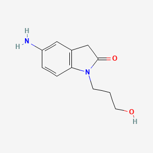 molecular formula C11H14N2O2 B13546482 5-Amino-1-(3-hydroxypropyl)indolin-2-one 