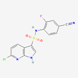 molecular formula C14H8ClFN4O2S B13546497 6-chloro-N-(4-cyano-2-fluorophenyl)-1H-pyrrolo[2,3-b]pyridine-3-sulfonamide 