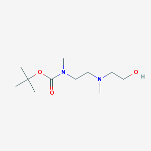 molecular formula C11H24N2O3 B13546515 Tert-butyl (2-((2-hydroxyethyl)(methyl)amino)ethyl)(methyl)carbamate 