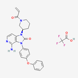 molecular formula C28H26F3N5O5 B13546523 4-amino-3-(4-phenoxyphenyl)-1-[(3R)-1-prop-2-enoylpiperidin-3-yl]imidazo[4,5-c]pyridin-2-one;2,2,2-trifluoroacetic acid 