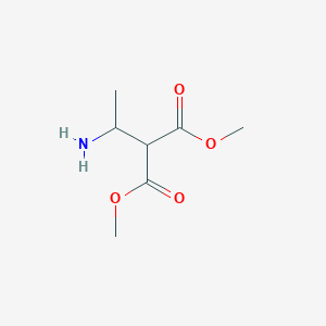 molecular formula C7H13NO4 B13546566 Dimethyl 2-(1-aminoethyl)malonate 