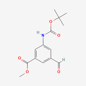 molecular formula C14H17NO5 B13546577 Methyl 3-{[(tert-butoxy)carbonyl]amino}-5-formylbenzoate 