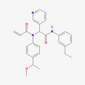 molecular formula C27H29N3O3 B13546587 N-[2-(3-ethylanilino)-2-oxo-1-pyridin-3-ylethyl]-N-[4-(1-methoxyethyl)phenyl]prop-2-enamide 