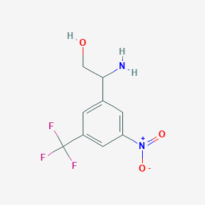 molecular formula C9H9F3N2O3 B13546601 2-Amino-2-[3-nitro-5-(trifluoromethyl)phenyl]ethan-1-ol 