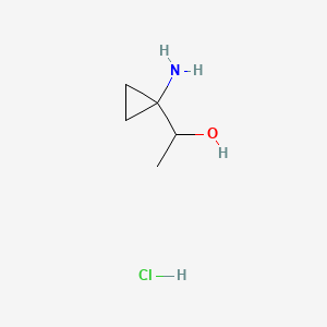 molecular formula C5H12ClNO B13546667 1-(1-Aminocyclopropyl)ethan-1-olhydrochloride 