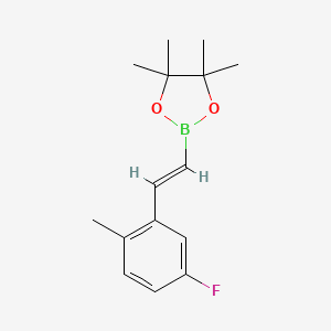 molecular formula C15H20BFO2 B13546721 (E)-2-(5-Fluoro-2-methylstyryl)-4,4,5,5-tetramethyl-1,3,2-dioxaborolane 