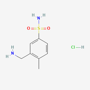 molecular formula C8H13ClN2O2S B13546743 3-(Aminomethyl)-4-methylbenzene-1-sulfonamidehydrochloride 