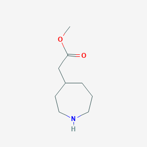 molecular formula C9H17NO2 B13546767 Methyl 2-(azepan-4-yl)acetate 