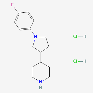 molecular formula C15H23Cl2FN2 B13546798 4-[1-(4-Fluorophenyl)pyrrolidin-3-yl]piperidinedihydrochloride 