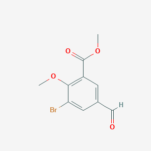 molecular formula C10H9BrO4 B13546817 Methyl 3-bromo-5-formyl-2-methoxybenzoate 