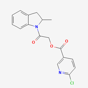 molecular formula C17H15ClN2O3 B13546825 [2-(2-Methyl-2,3-dihydroindol-1-yl)-2-oxoethyl] 6-chloropyridine-3-carboxylate CAS No. 386279-40-9