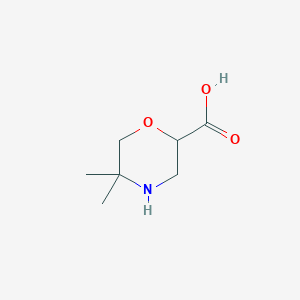 molecular formula C7H13NO3 B13546874 5,5-Dimethylmorpholine-2-carboxylic acid 